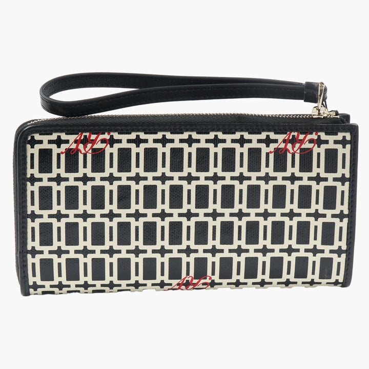 Roger Vivier Black Wallet with Geometric Pattern and Wrist Strap