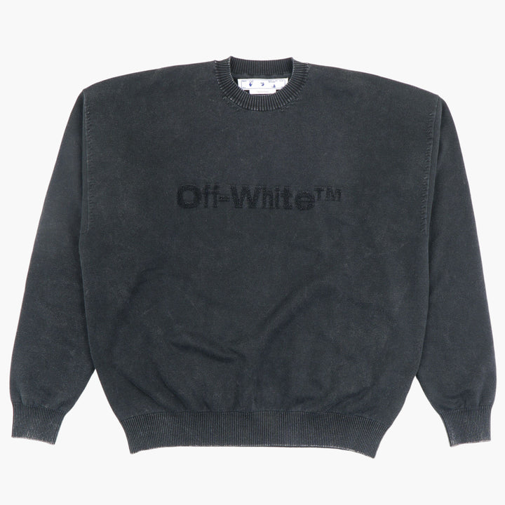 Off-White Black Sweater with Textured Logo - Contemporary Design and Everyday Comfort