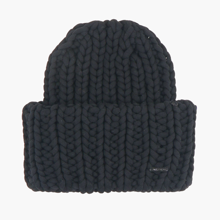 Dsquared2 Black Chunky Knit Hat - Stylish Winter Accessory