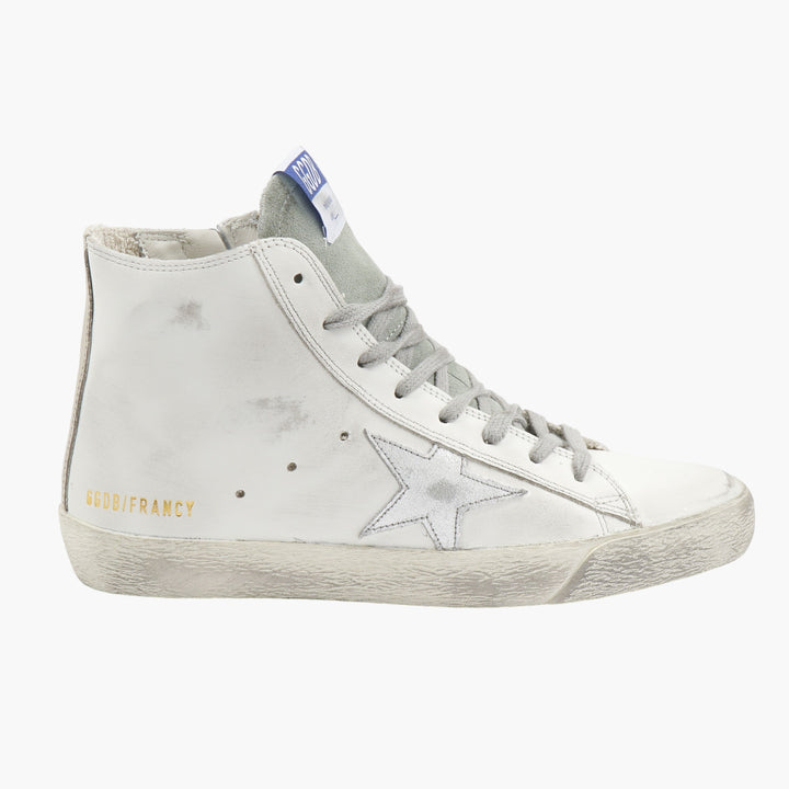 Golden Goose White High-Top Sneakers with Distressed Finish