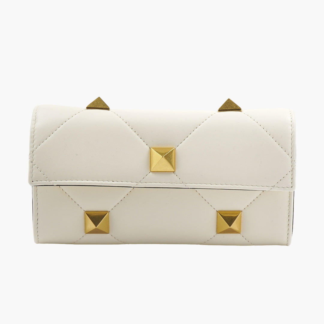 Valentino Bags White-Gold Elegant Design with Signature Studs Handbag - Made in Italy