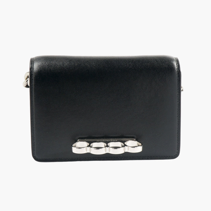 Alexander McQueen FOUR RING SHOULDER BAG BLACK