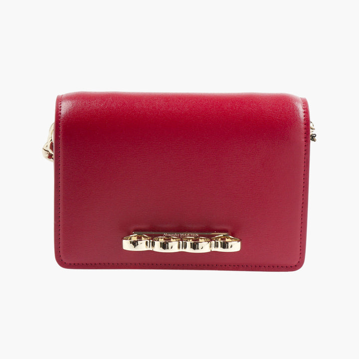 Alexander McQueen FOUR RING SHOULDER BAG RED