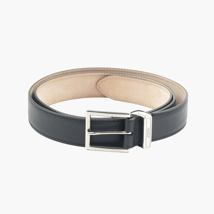 Alexander McQueen Men's Black Leather Belt with Elegant Metal Buckle - Made in Italy