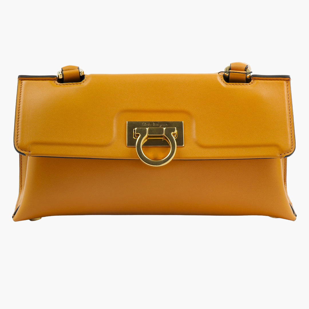 Salvatore Ferragamo Mustard-Gold Leather Bag - Elegant & Timeless Design