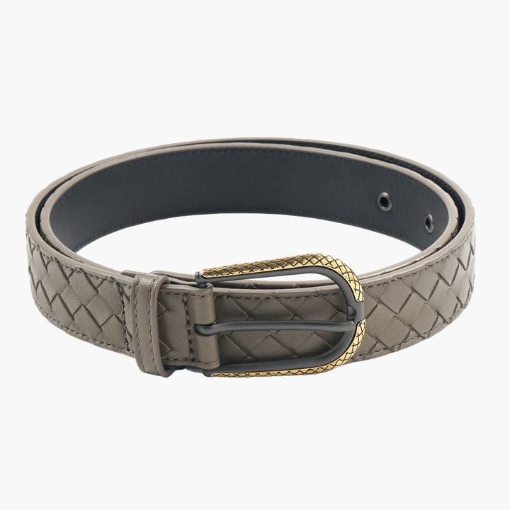 Bottega Veneta Grey Belt with Signature Intrecciato Weave - Luxury Italian Craftsmanship