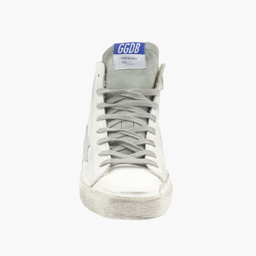 Golden Goose White High-Top Sneakers with Distressed Finish