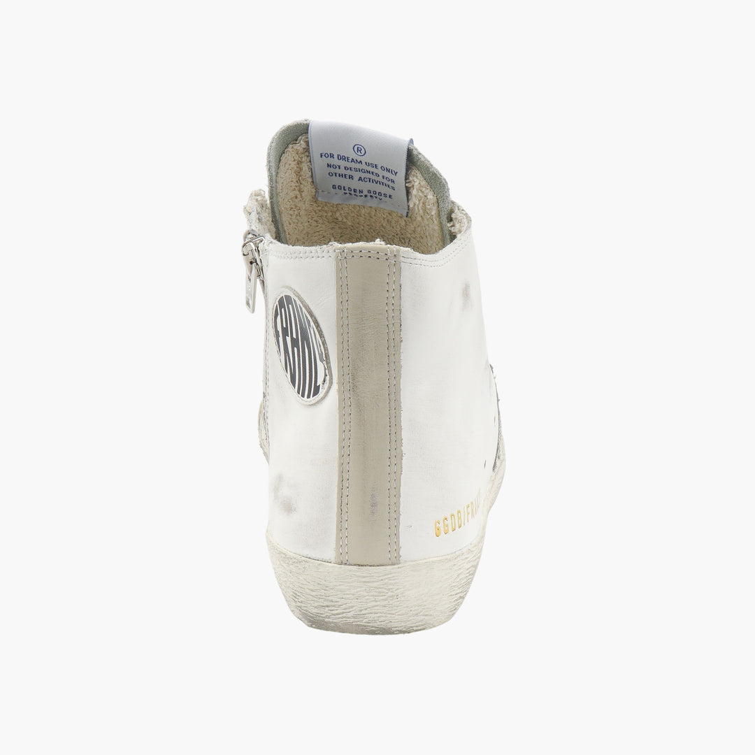 Golden Goose White High-Top Sneakers with Distressed Finish