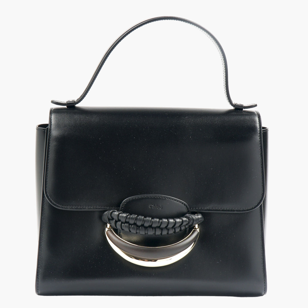 Chloé Elegant Black Bag with Gold-Tone Handle - Sophisticated and Functional Handbag