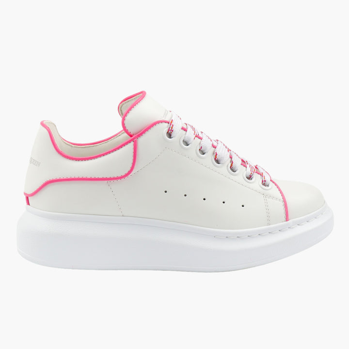 Alexander McQueen Women's White-Pink Leather Sneakers