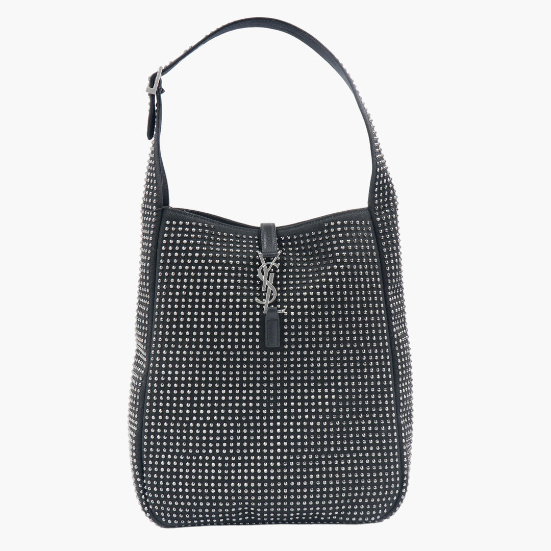 Borsa nera Saint Laurent con dettagli borchiati e logo YSL - Design elegante e spazioso