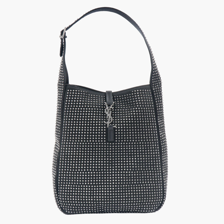 Borsa nera Saint Laurent con dettagli borchiati e logo YSL - Design elegante e spazioso