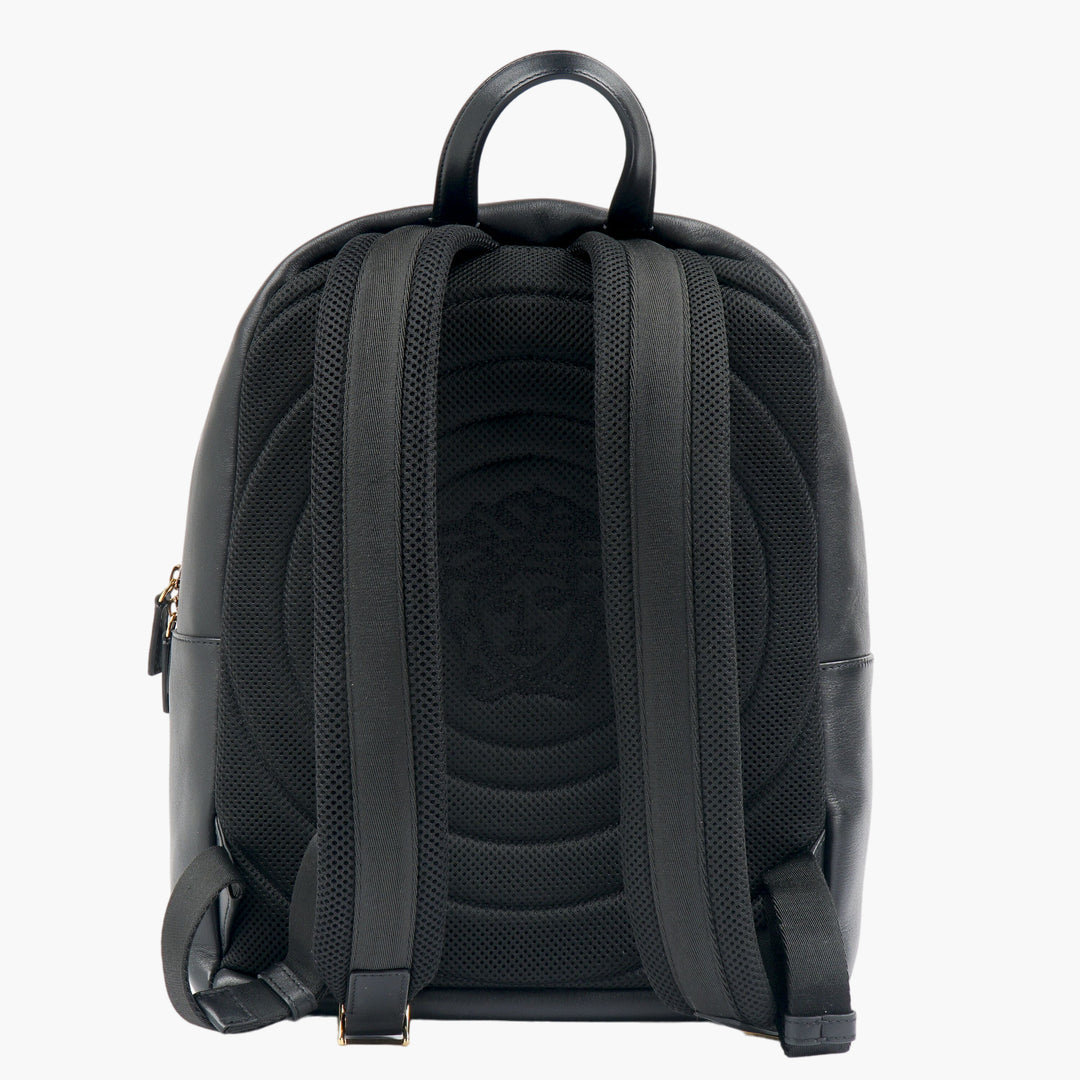 Versace Black-Gold Leather Backpack with Medusa Head