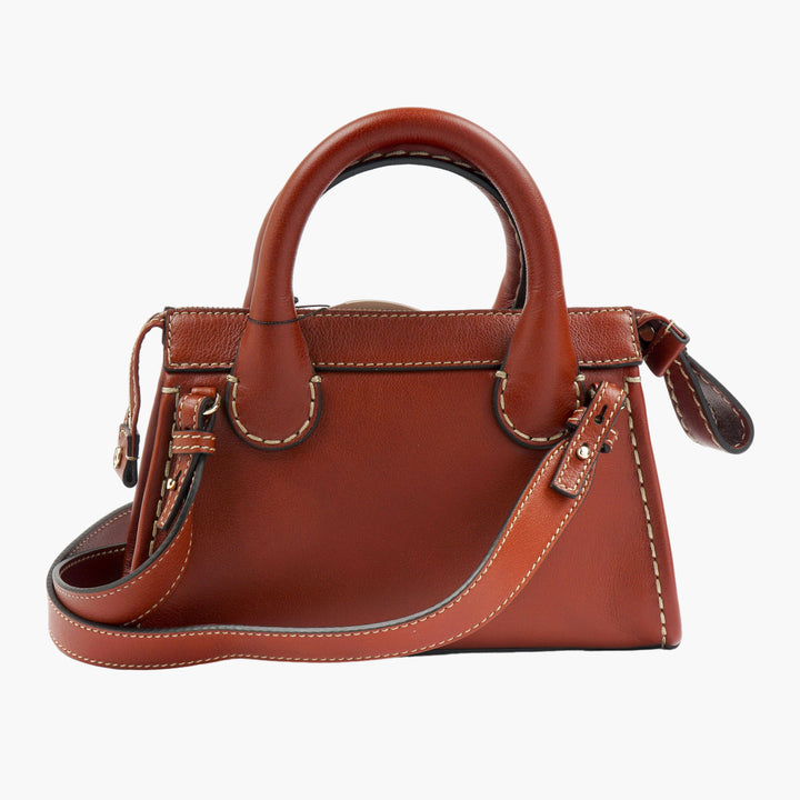 Chloè Brown Leather Bag with Adjustable Shoulder Strap and Buckled Accents