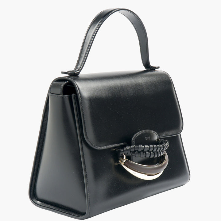 Chloé Elegant Black Bag with Gold-Tone Handle - Sophisticated and Functional Handbag