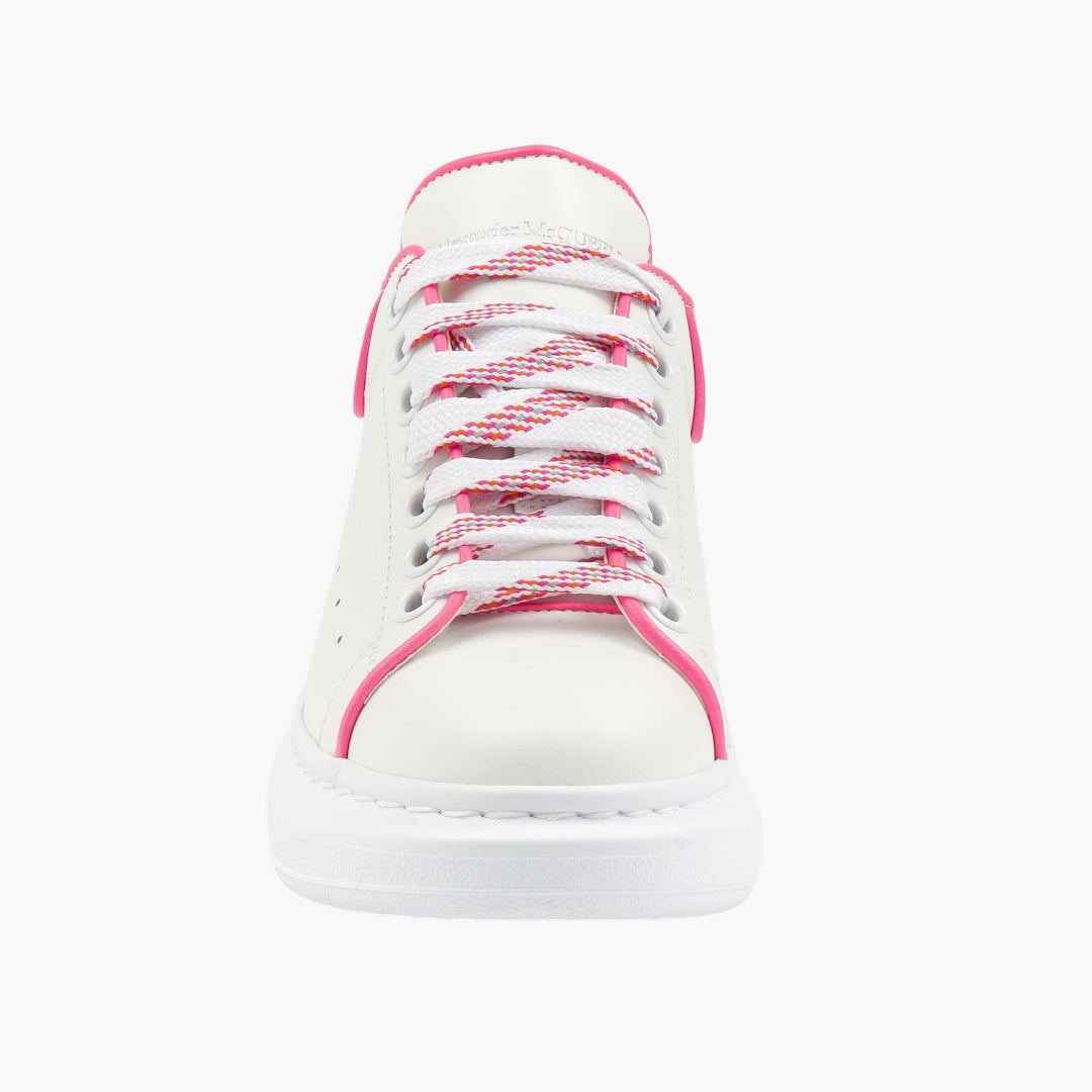 Alexander McQueen Women's White-Pink Leather Sneakers