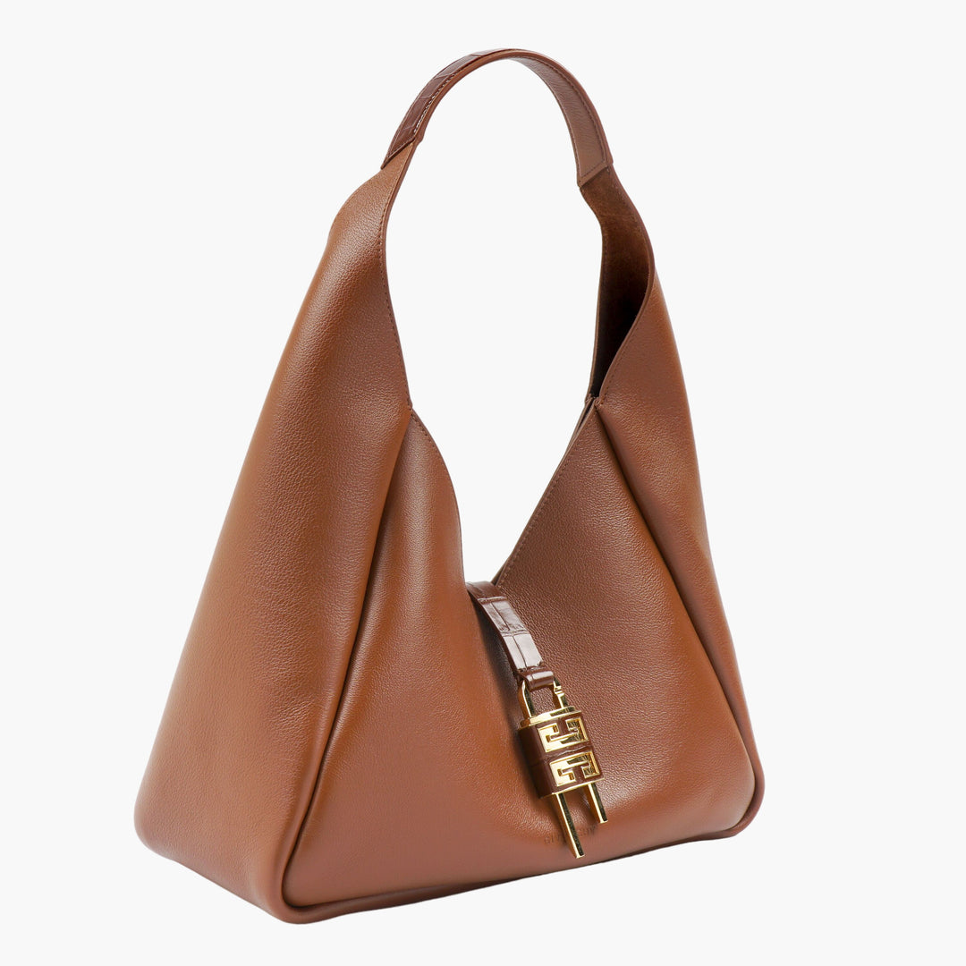 Givenchy Brown Leather Bag with Signature Lock - Elegant & Versatile Handbag