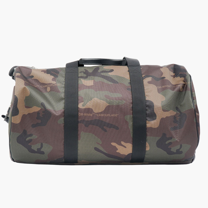 Off-White Brown Camouflage Bag with Signature Branding