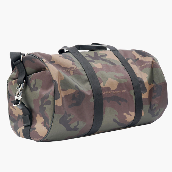 Off-White Brown Camouflage Bag with Signature Branding