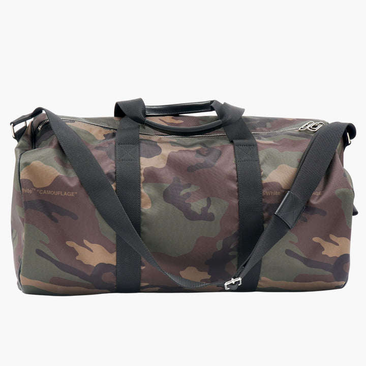 Off-White Brown Camouflage Bag with Signature Branding