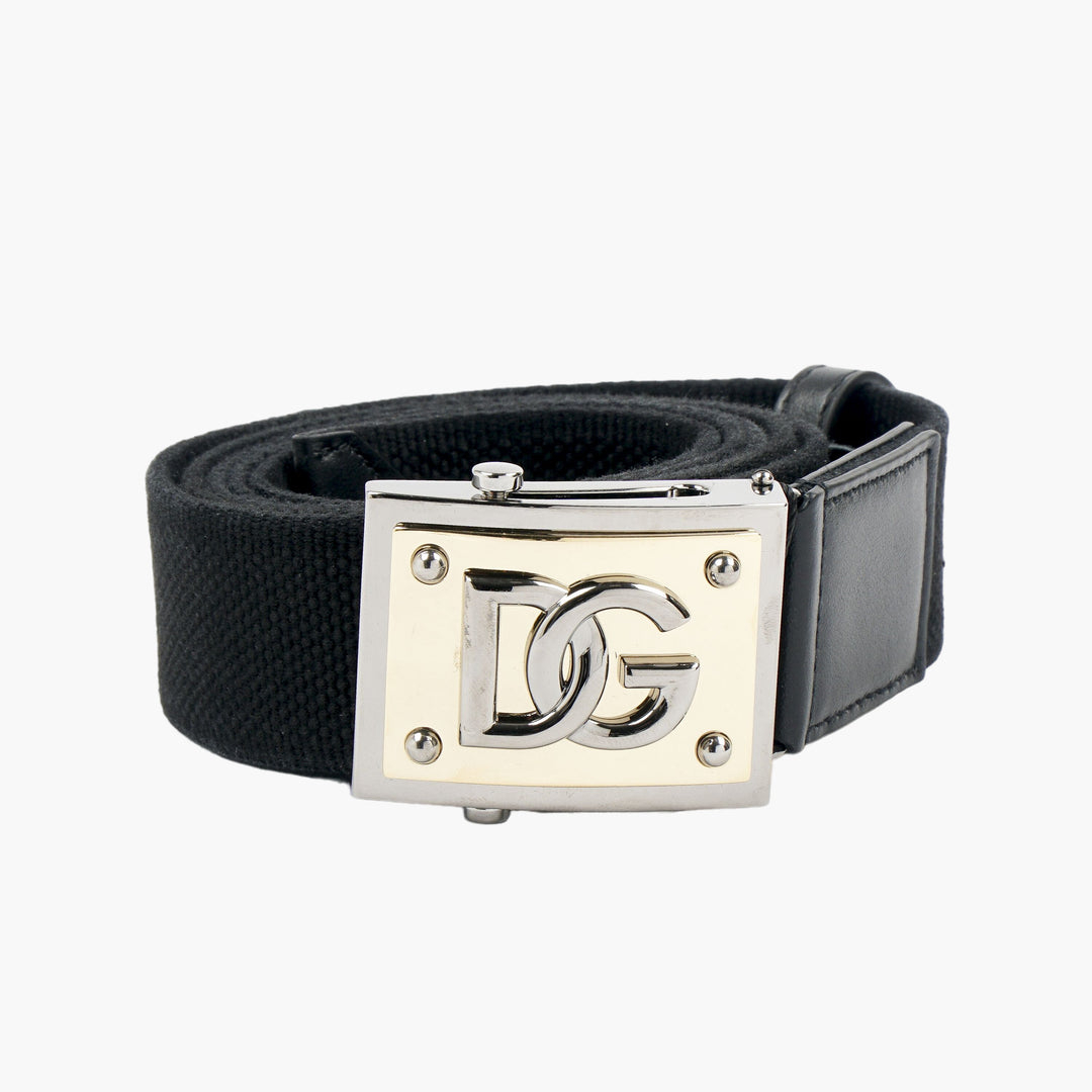 Dolce & Gabbana Black-Gold Belt with Signature D&G Logo Buckle - Made in Italy