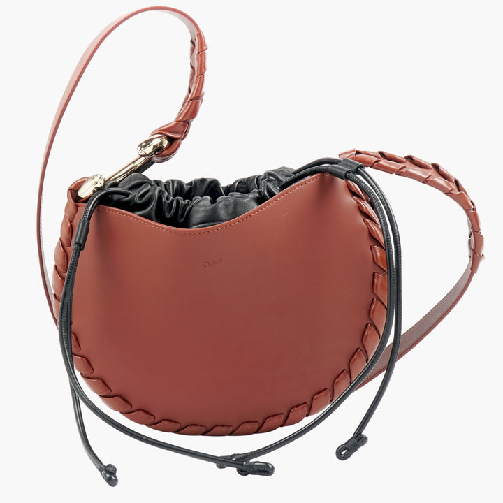 Chloè Brown Leather Bag with Weaving Details and Adjustable Strap