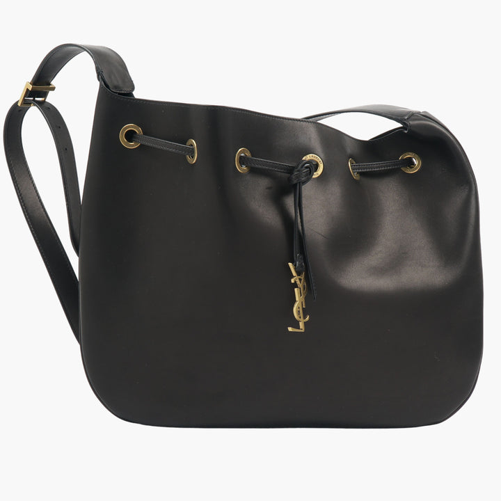 Borsa elegante in pelle nera-oro Saint Laurent con logo YSL