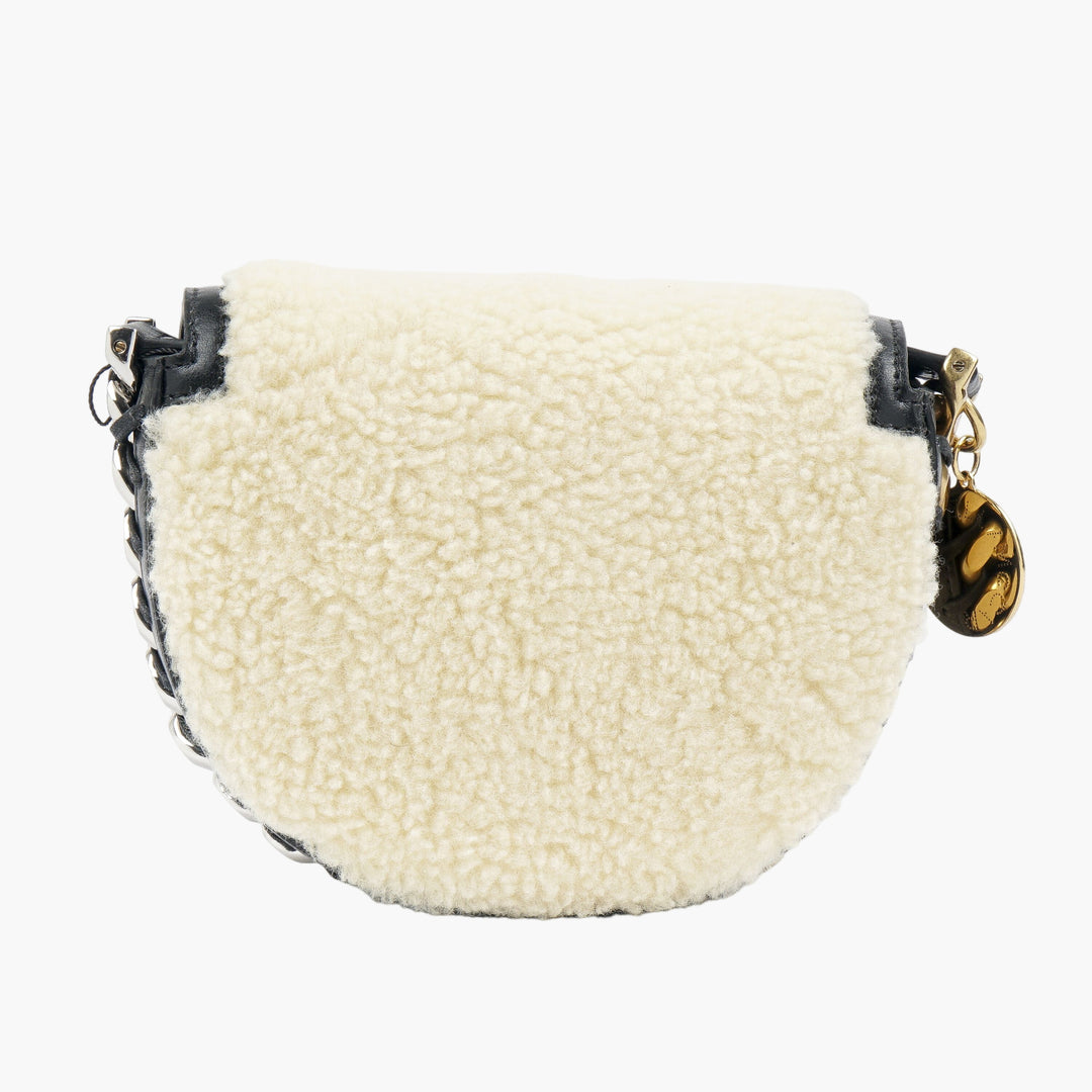 Stella McCartney Faux-Shearling Eco-Friendly Bag in Ivory-Black