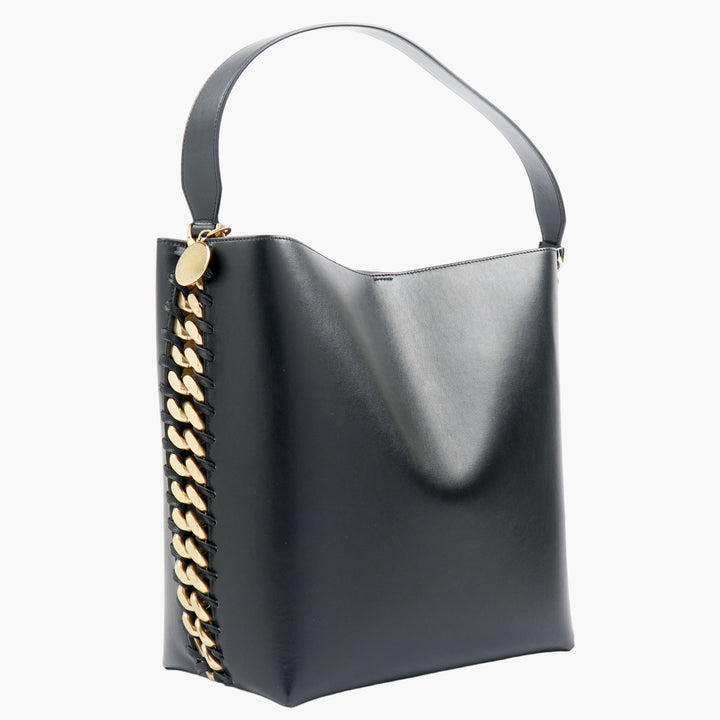 Stella McCartney Black Vegan Leather Bag with Chain Detailing