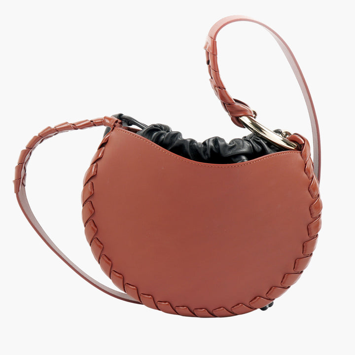 Chloè Brown Leather Bag with Weaving Details and Adjustable Strap