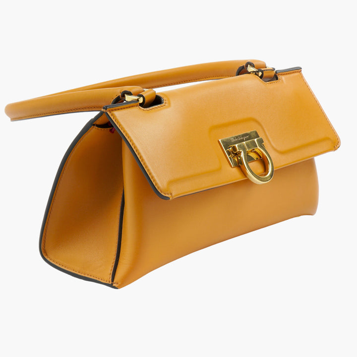 Salvatore Ferragamo Mustard-Gold Leather Bag - Elegant & Timeless Design