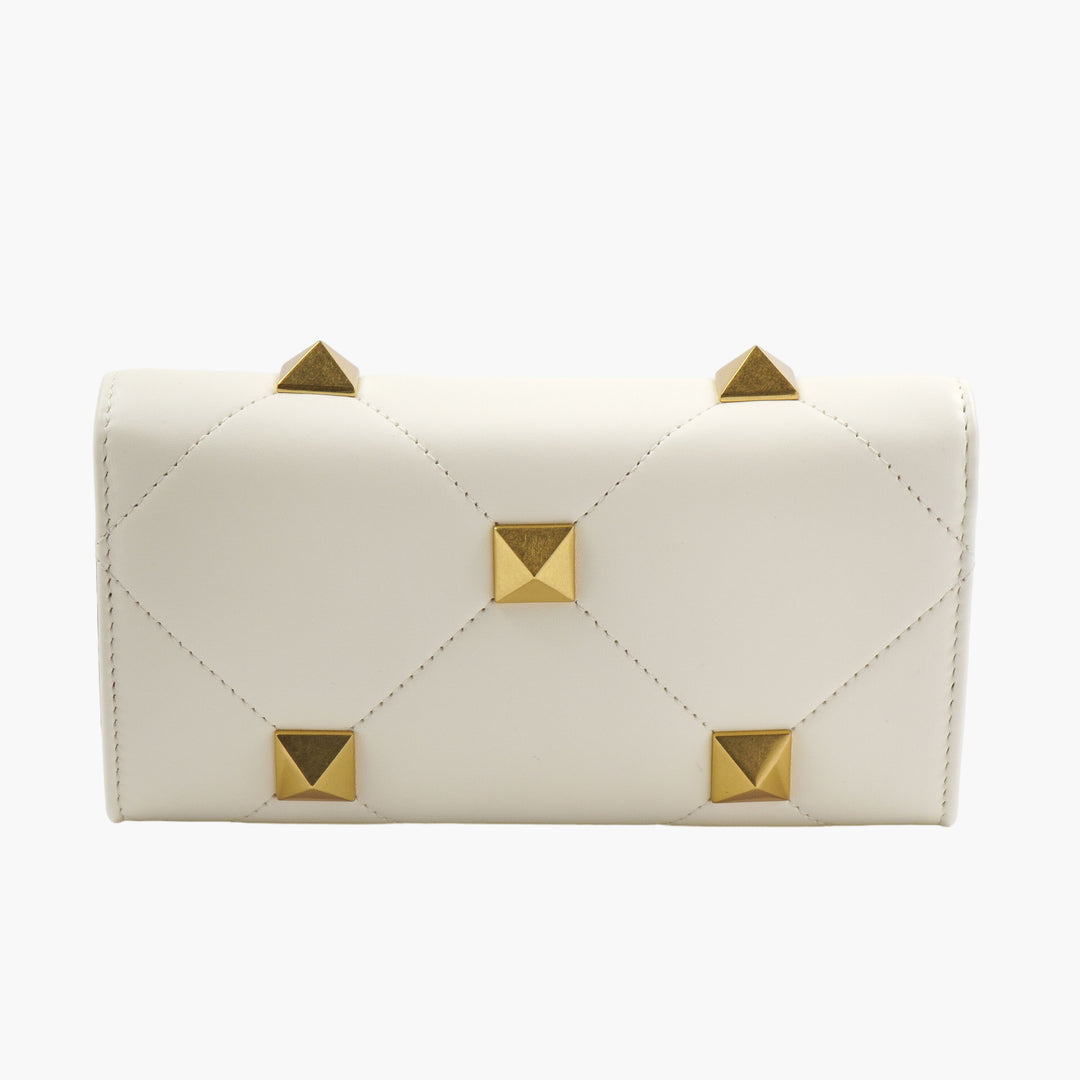 Valentino Bags White-Gold Elegant Design with Signature Studs Handbag - Made in Italy