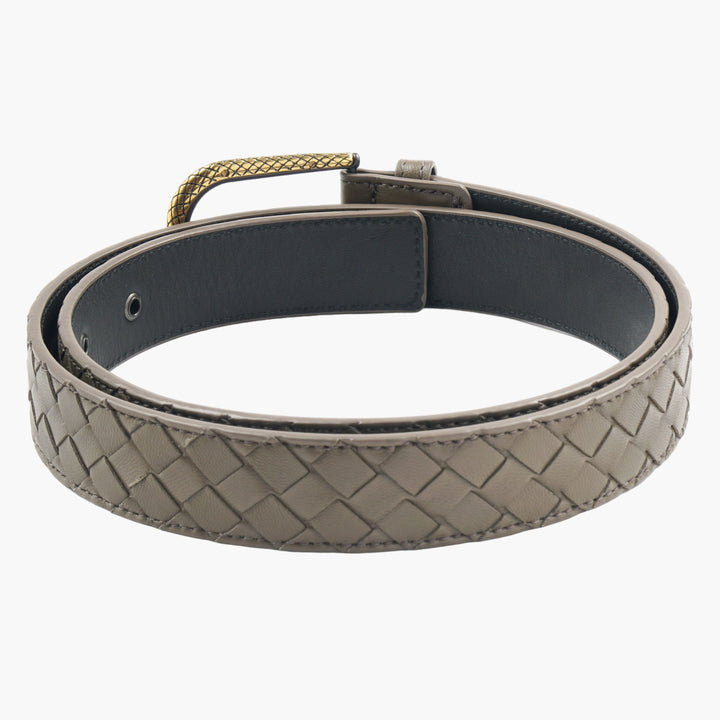 Bottega Veneta Grey Belt with Signature Intrecciato Weave - Luxury Italian Craftsmanship