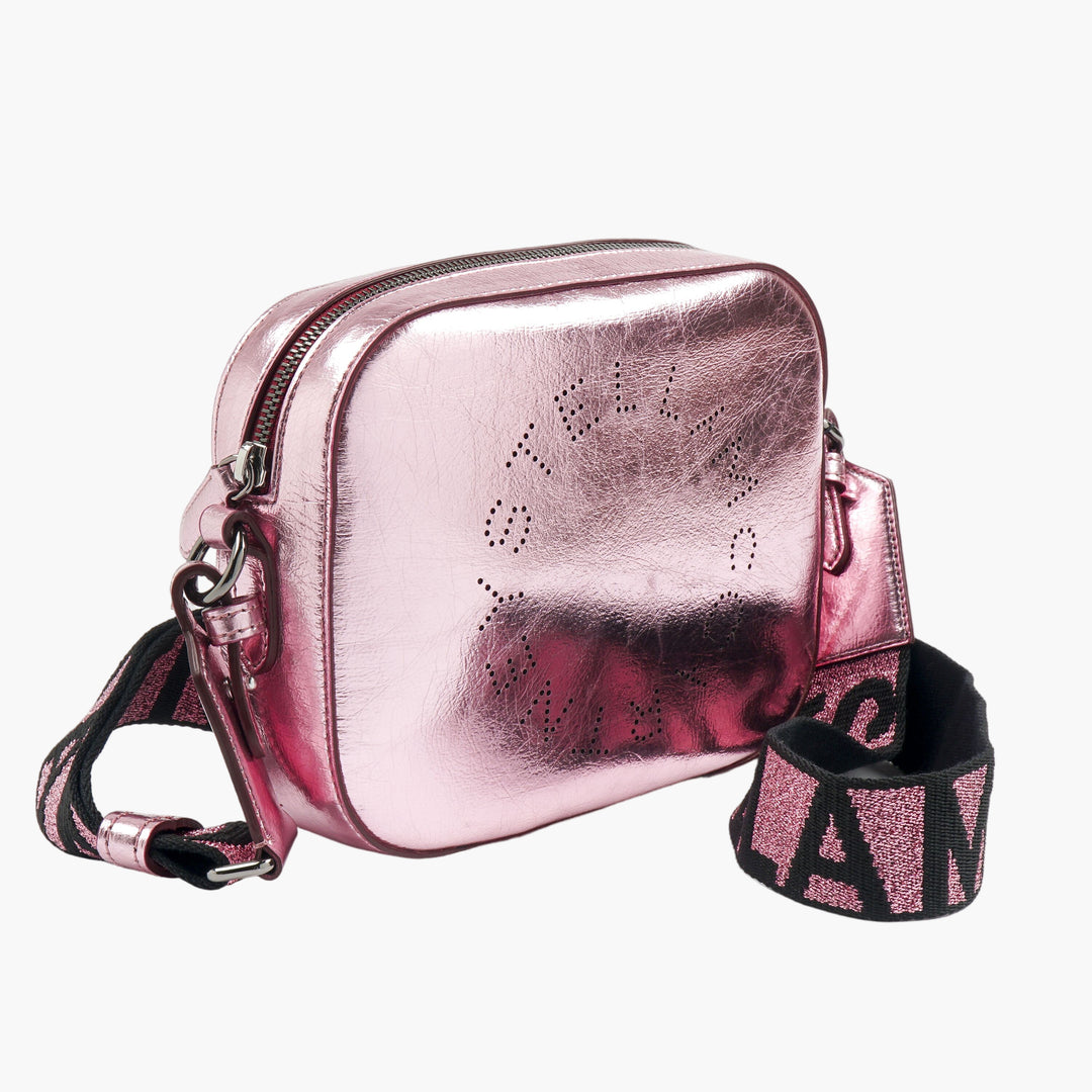 Stella McCartney Pink Eco-Friendly Bag with Perforated Logo and Adjustable Strap