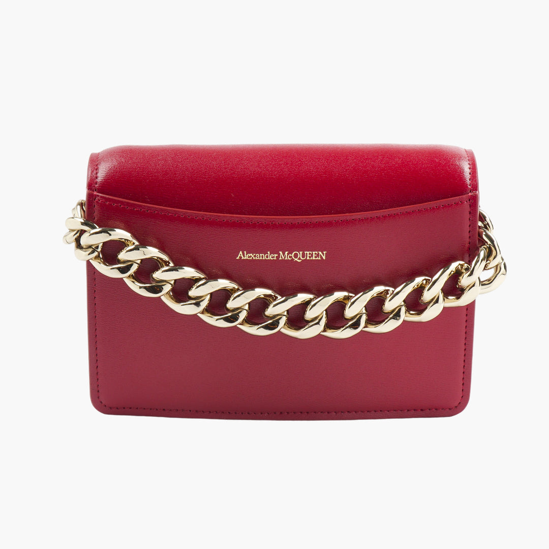 Alexander McQueen FOUR RING SHOULDER BAG RED