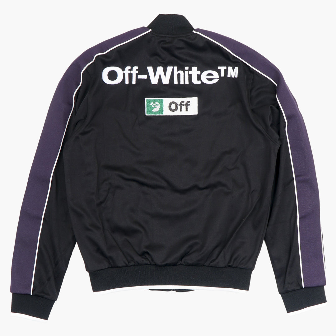 Off-White Black-Multi Sweater with Zip-Front and Stylish Embroidery