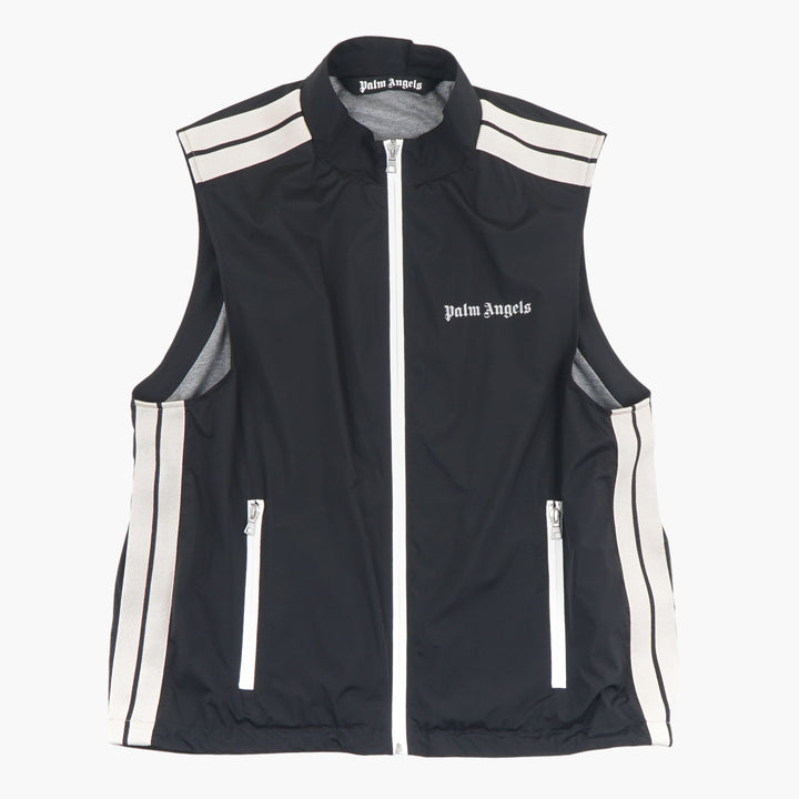 Palm Angels Sleeveless Black Jacket with White Zip Details