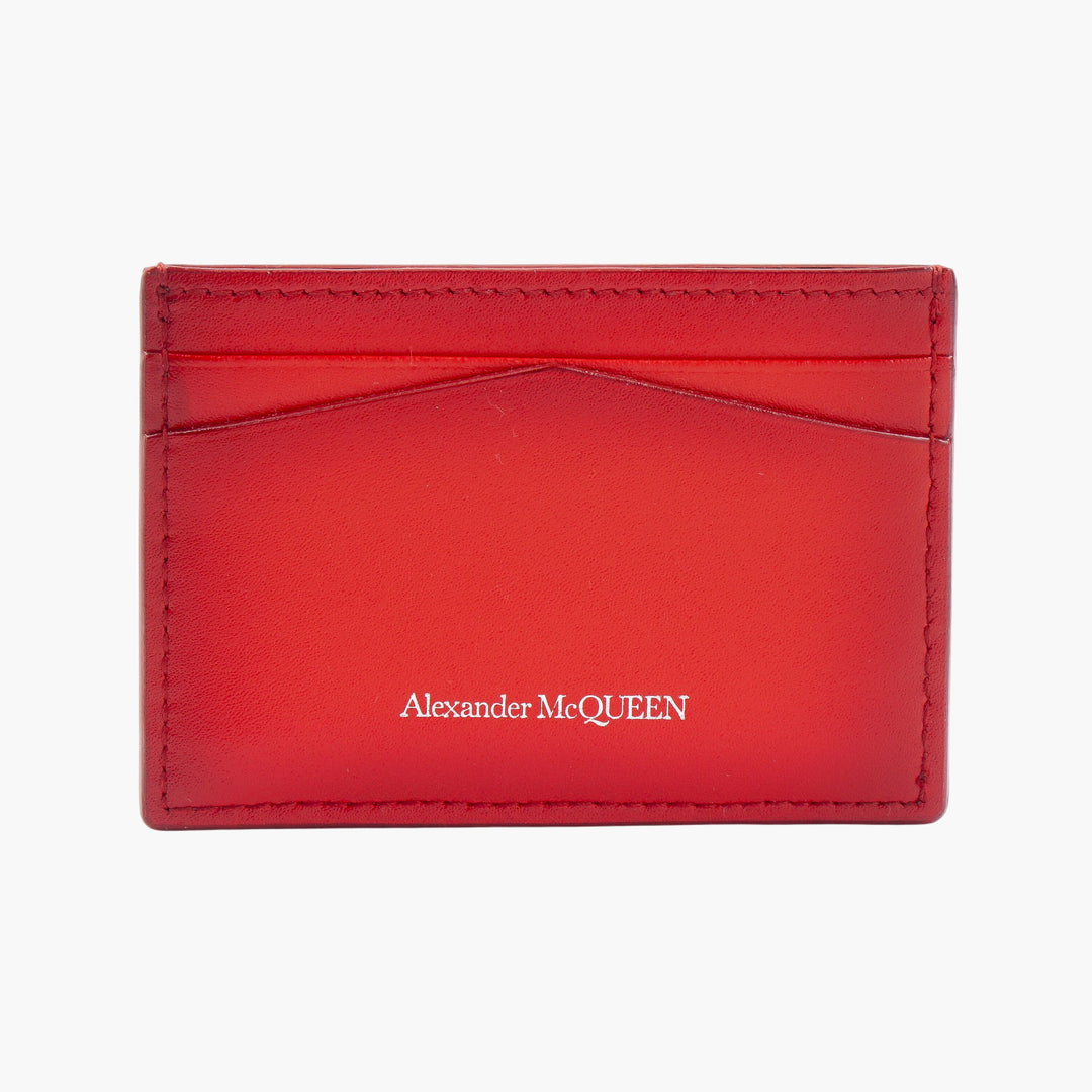 Portafoglio in pelle di lusso rosso-argento Alexander McQueen con motivo teschio