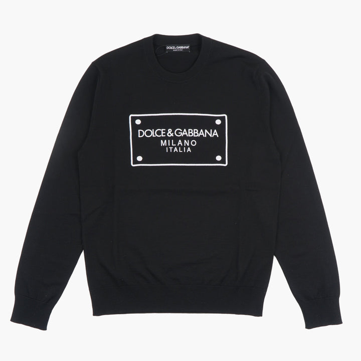 Dolce &amp; Gabbana Maglione Nero con Logo - Made in Italy