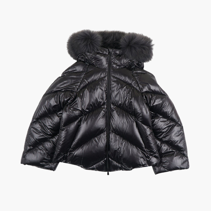 Tatras Black Insulated Jacket with Detachable Fur-Trimmed Hood