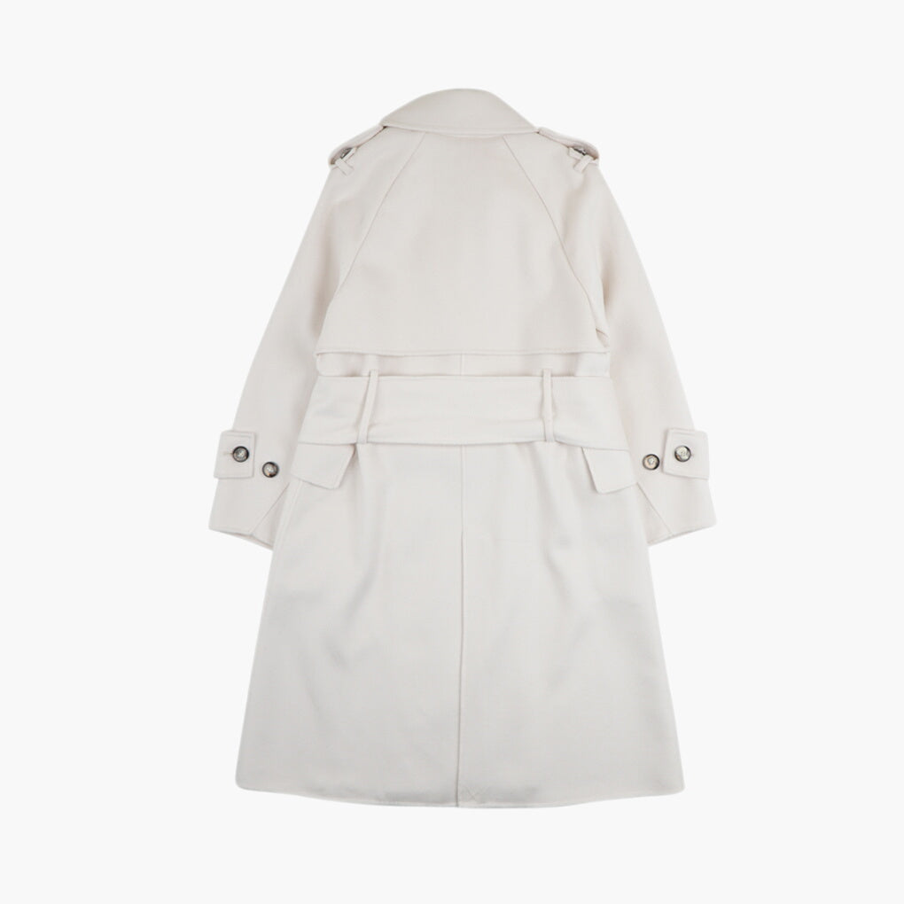 DIEGO M Elegant Trench Coat in White with Adjustable Belt