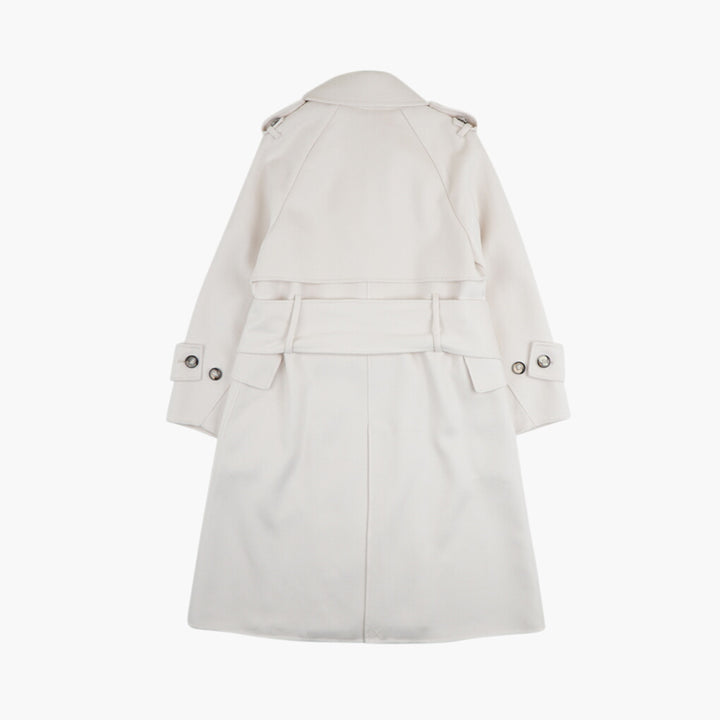 DIEGO M Elegant Trench Coat in White with Adjustable Belt