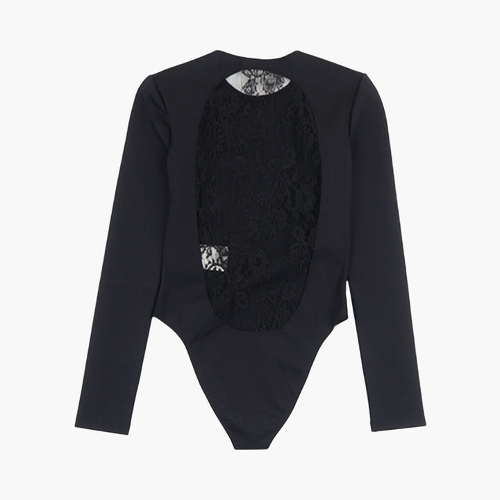 Body in tessuto elasticizzato nero Alexander McQueen con chiusura a scatto