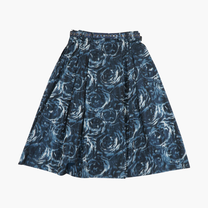 DIOR Elegant Navy-Multi Skirt with Intricate Design and Adjustable Belt - Made in Italy