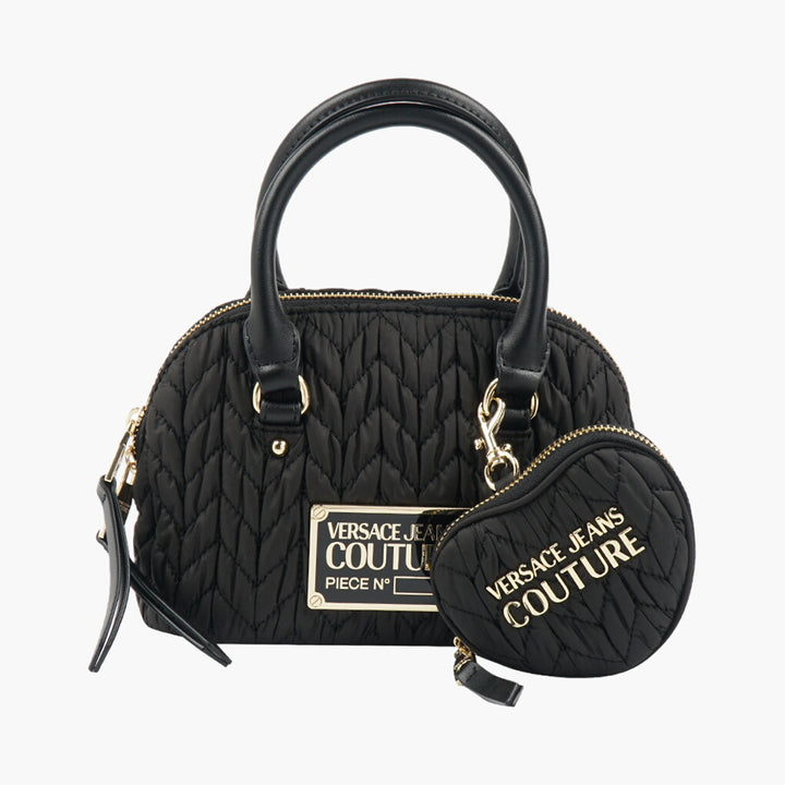 Versace Jeans Couture Borsa trapuntata nera con dettagli dorati