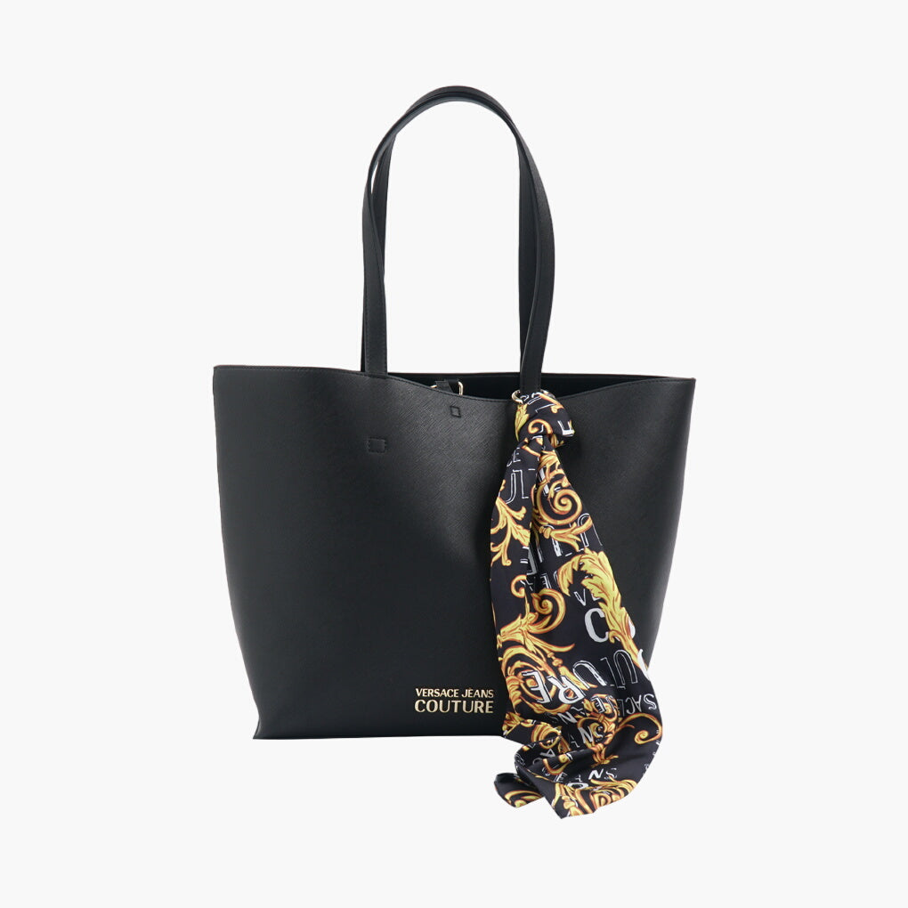 Versace Jeans Couture Tote Bag - Black Multi with Printed Scarf Detail