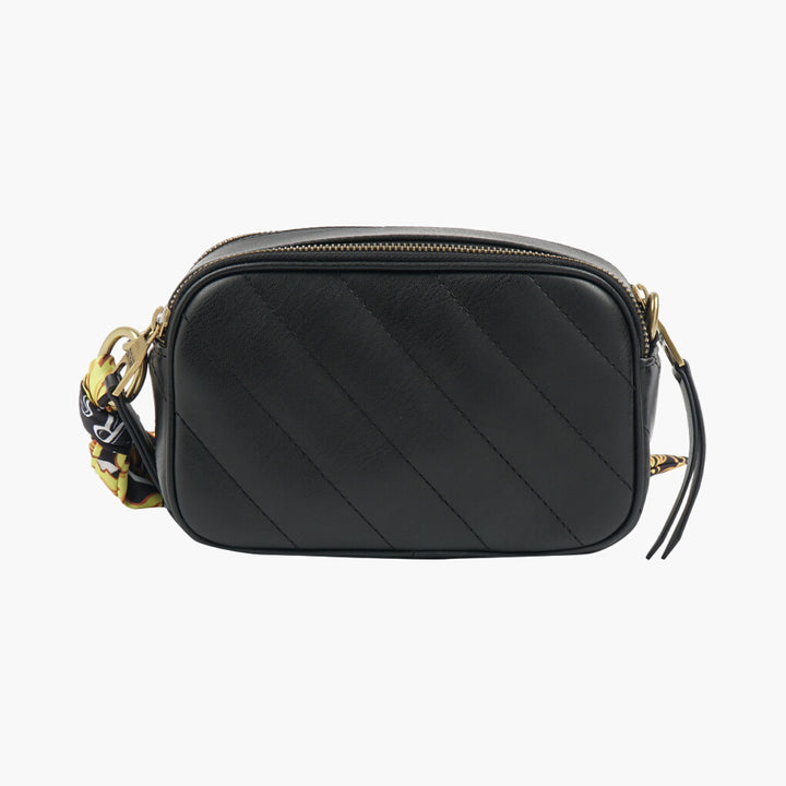 Versace Jeans Couture Elegant Quilted Black & Gold Bag with Scarf Detail