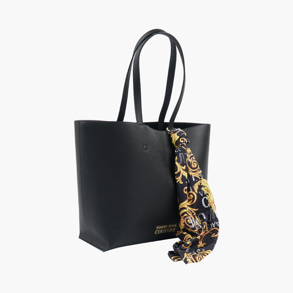 Versace Jeans Couture Tote Bag - Black Multi with Printed Scarf Detail