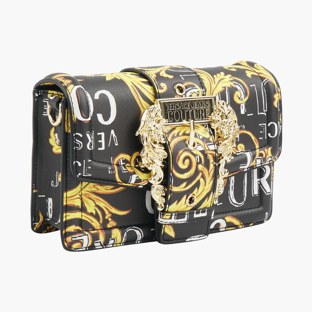 Borsa Versace Jeans Couture con stampa barocca e dettagli dorati - Nero Multi