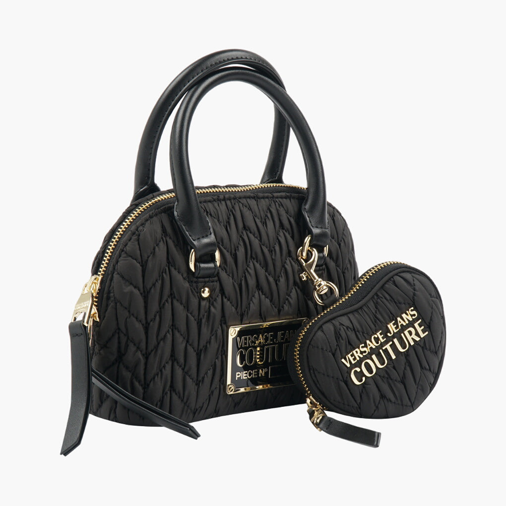 Versace Jeans Couture Borsa trapuntata nera con dettagli dorati